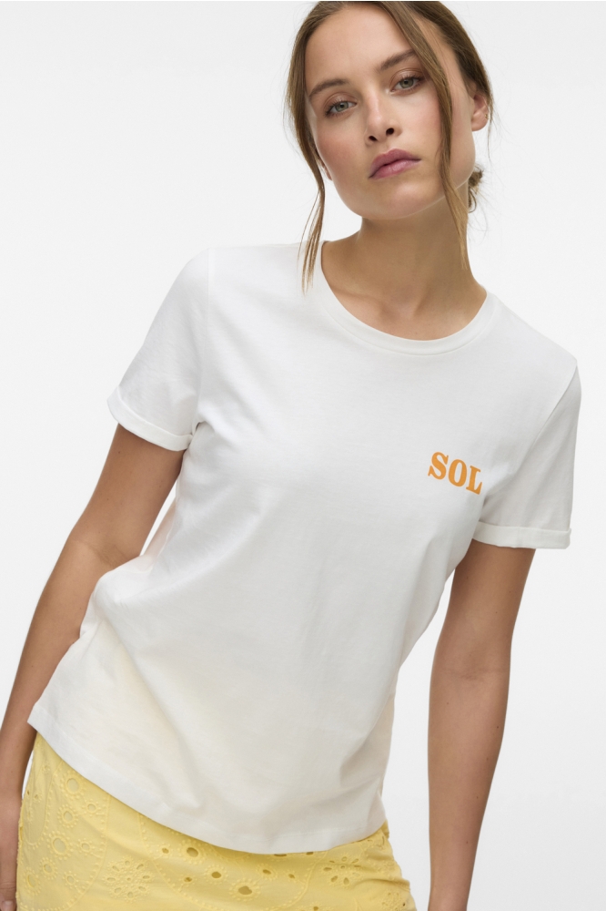VMELLA S/S O-NECK T-SHIRT JRS BTQ G 10333613 SNOW WHITE/SUNROOM